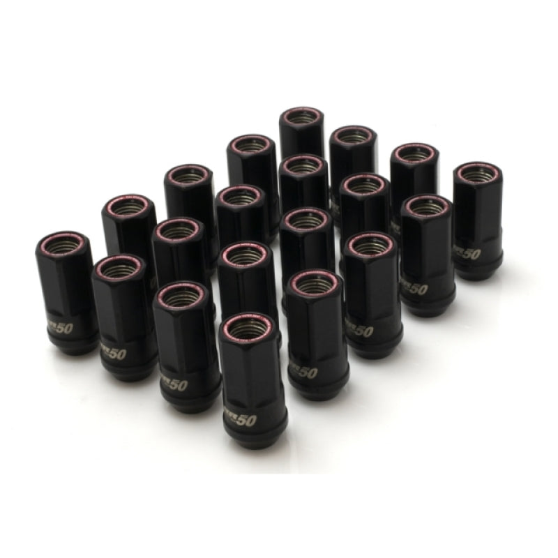 Wheel Mate Muteki HR50 Open End Lug Nuts - Black w/ Red Ring 14x1