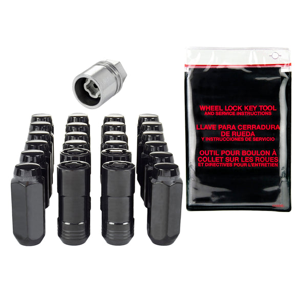 McGard SplineDrive Tuner 5 Lug Install Kit w/Locks & Tool (Cone) M12X1.25 / 13/16 Hex - Black - The Lug Nut Source 