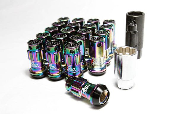 Project Kics 12x1.50 R40 Iconix Lock & Lug Nuts - Neo Chrome w/Black Seat w/o Cap (16+4 Locks) - The Lug Nut Source 